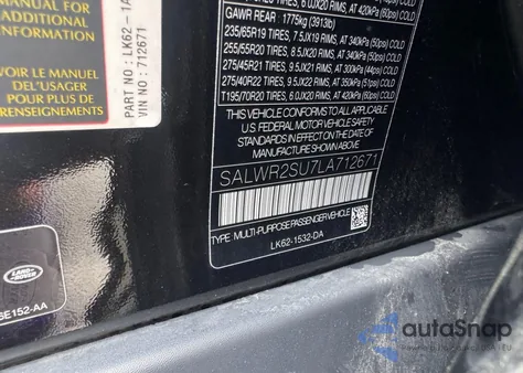 2020 Land Rover Range Rover Sport Hse from USA, damaged, VIN SALWR2SU7LA712671